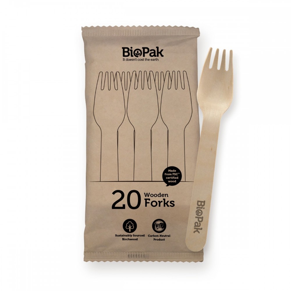 16cm Wooden Fork - 20 x 20 per pack FSC 100% certified birchwood  400 pcs