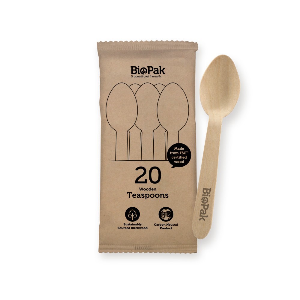 10cm Wooden Tea Spoon - 20 x 16 per pack FSC 100% certified birchwood  320 pcs