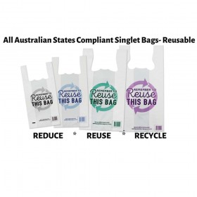 Reusable X-LARGE Singlet Plastic Checkout Bag - PRINTED  500 pcs