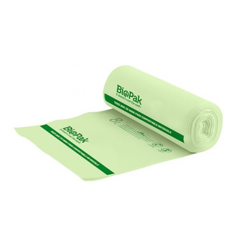 8L Bioplasitc Bin Liner - 355x220 - 0.018mm thick - 40 rolls of 25 - Green  1000 pcs
