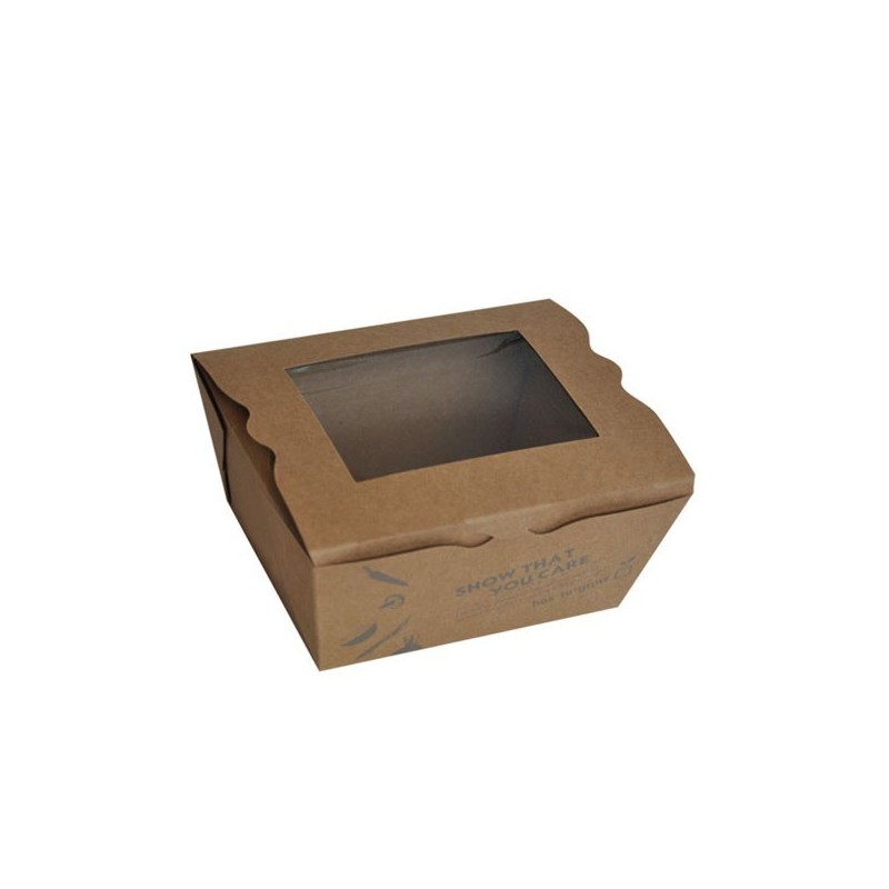 Takeaway Lunch / Craft Noodle Box Brown with PLA window / SMALL (650ml)  200 pcs