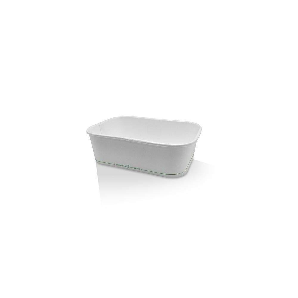 650ml Takeaway Rectangular Container White PLA Coated  300 pcs