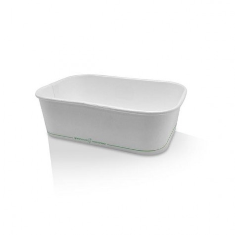 650ml Takeaway Rectangular Container White PLA Coated  300 pcs