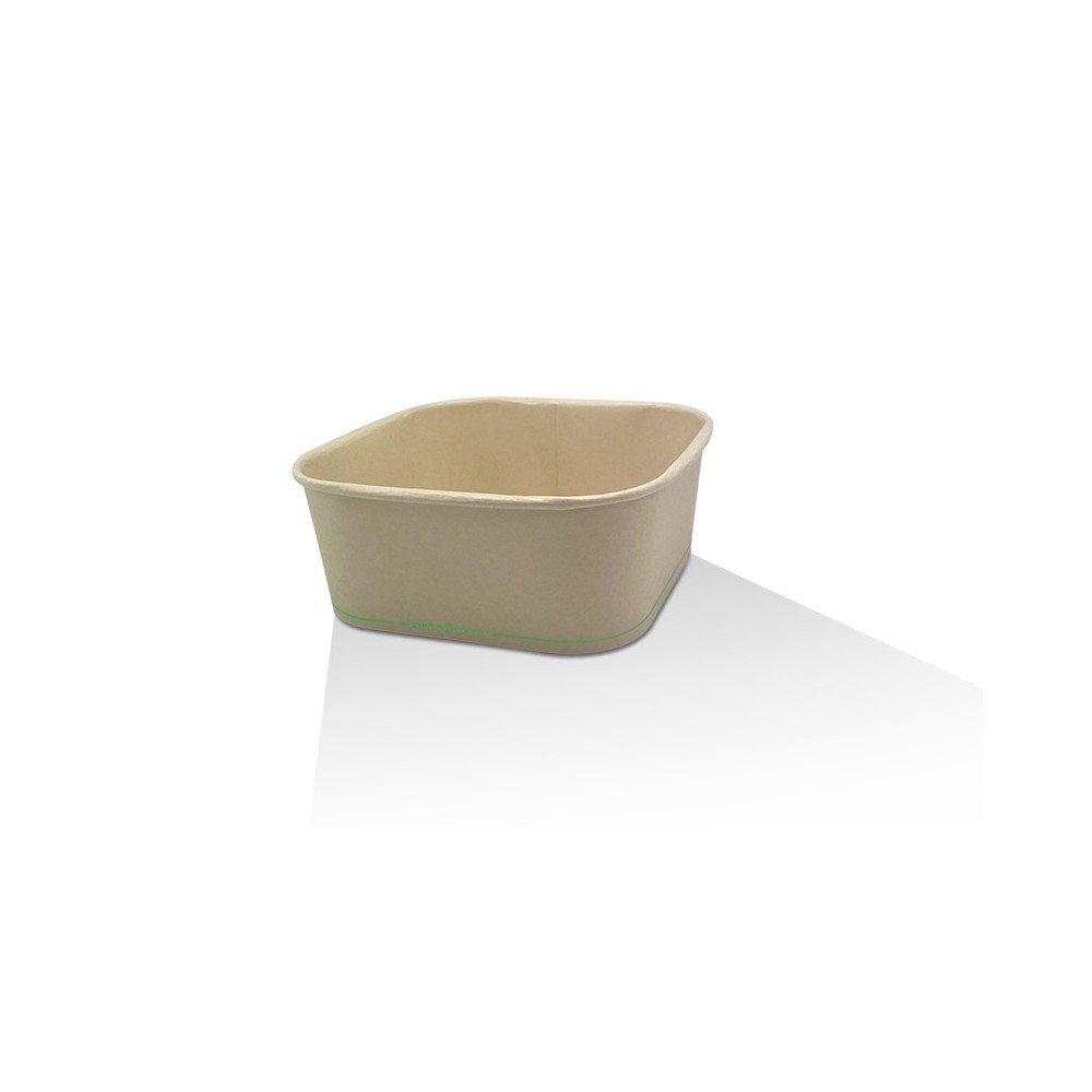1200ml Takeaway Bamboo Paper Square Container BioBPS Coated  300 pcs