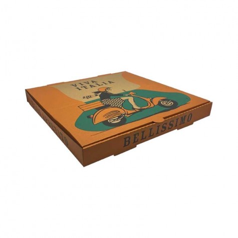 13" Brown Printed Pizza Box  100 pcs