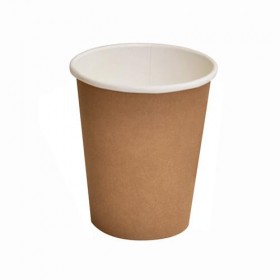 8oz Biodegradable Single Wall Coffee Cup Brown Print