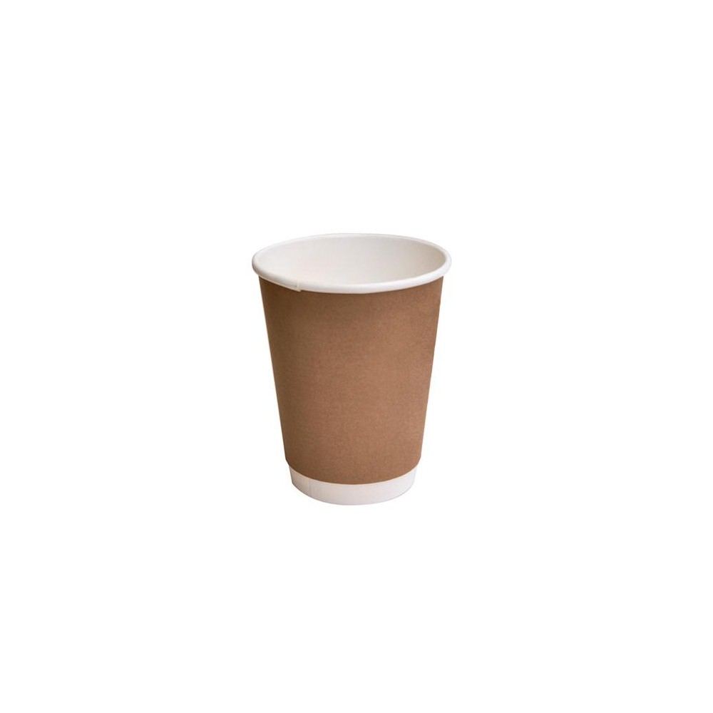 12oz Biodegradable Double Wall Coffee Cup Brown Print