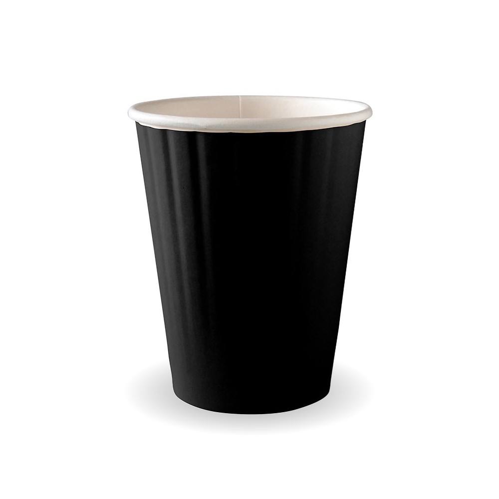 12oz Aqueous Double Wall BioCup Black  1000 pcs