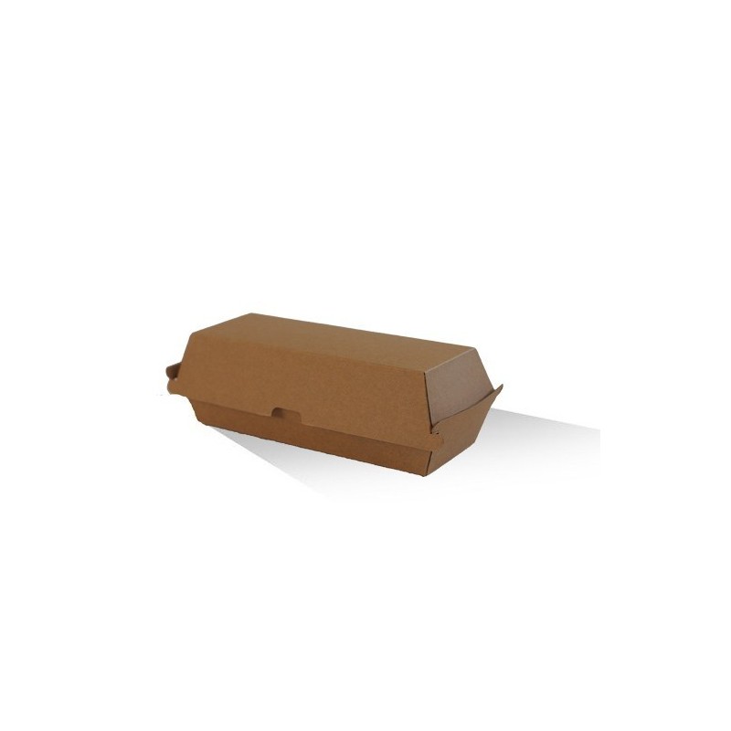 Hot Dog Box - Brown Corrugated Kraft - Plain  200 pcs