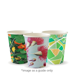8oz Single Wall Bio Coffee Cup Art Series  1000 pcs
