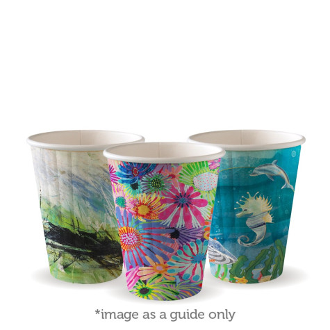 8oz Double Wall Bio Coffee Cup Art Series  1000 pcs