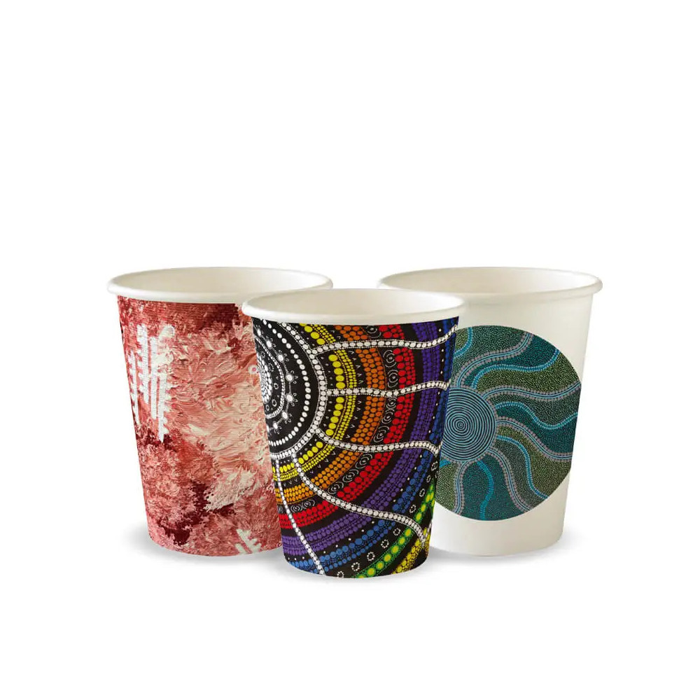 8oz Aqueous Coated SW Hot Paper BioCup - Indigenous Art Series  1000 pcs