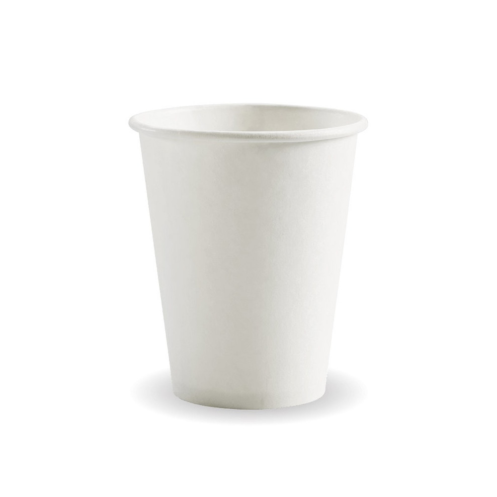 8oz PHA Single Wall Hot Paper BioCup - White  1000 pcs