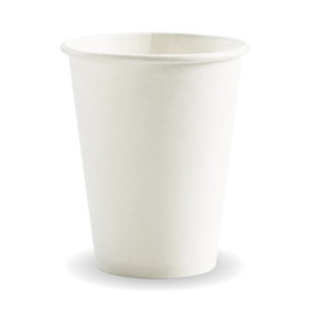 12oz PHA Single Wall Hot Paper BioCup - White  1000 pcs