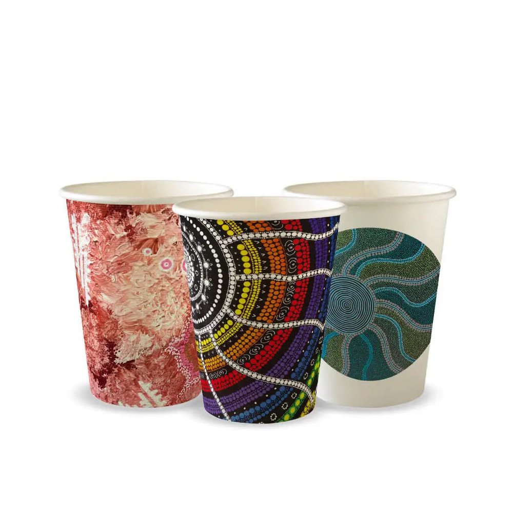 12oz Aqueous Coated SW Hot Paper BioCup - Indigenous Art Series  1000 pcs