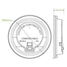 Reclosable pulp lid for 12-16-20oz Coffee Cups - Natural  1000 pcs