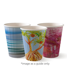 8oz Double Wall Bio Coffee Cup Art Series  1000 pcs