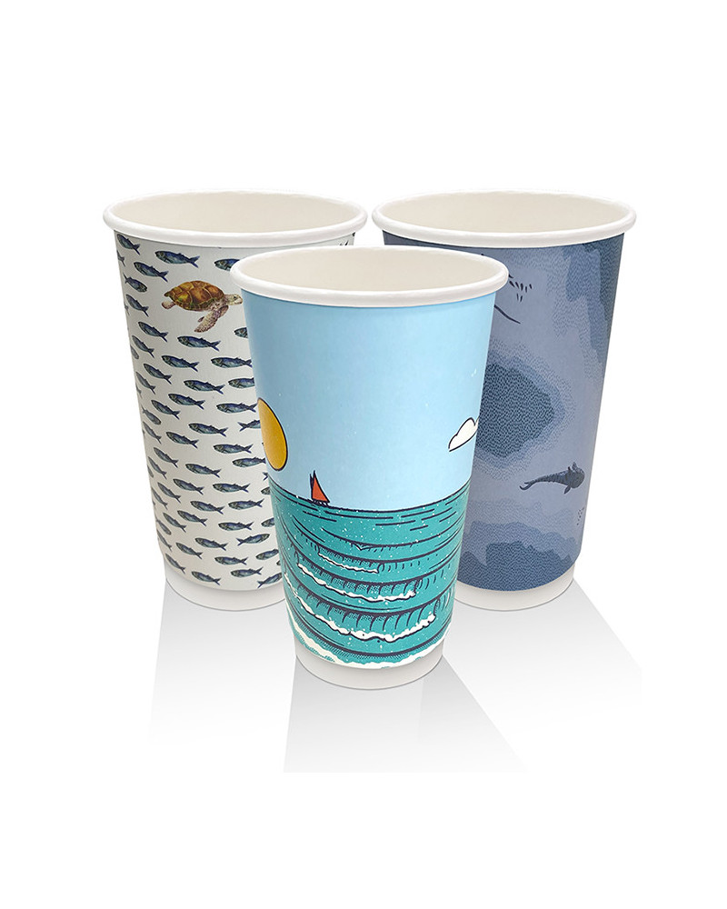 16oz Aqueous Coated Art Series Double Wall Cup - 500 pcs