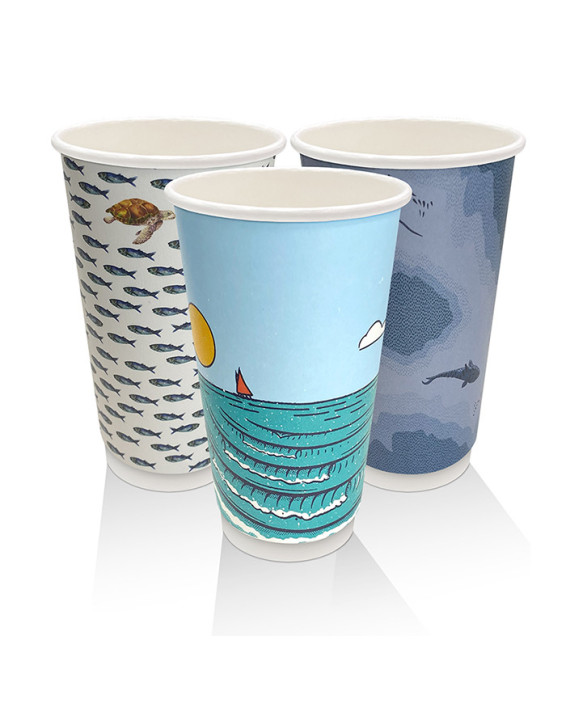 16oz Aqueous Coated Art Series Double Wall Cup - 500 pcs