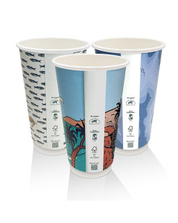16oz Aqueous Coated Art Series Double Wall Cup - 500 pcs