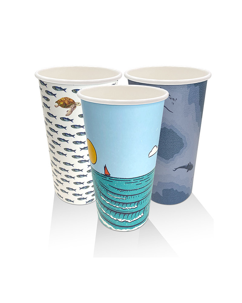 16oz Aqueous Coated Art Series Single Wall Cup - 1000 pcs