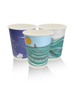 8oz Aqueous Coated Art Series Double Wall Cup - 500 pcs