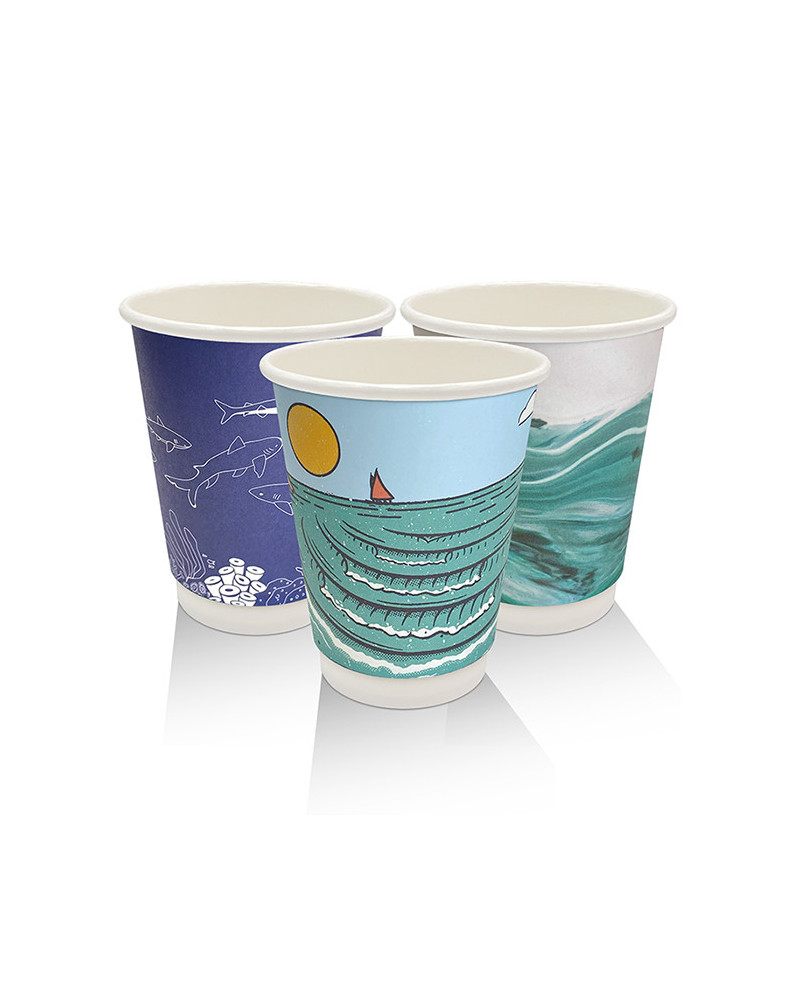8oz Aqueous Coated Art Series Double Wall Cup - 500 pcs