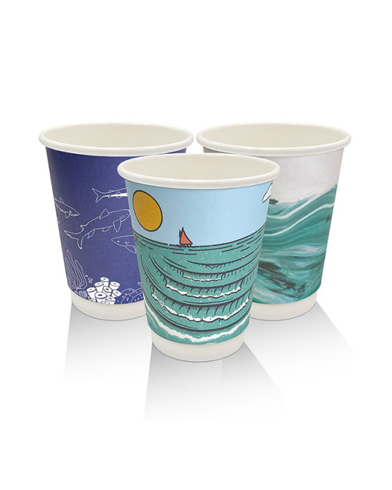 8oz Aqueous Coated Art Series Double Wall Cup - 500 pcs