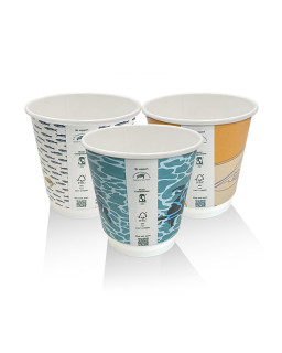 8oz(90mm) Aqueous Coated Art Series Double Wall Cup (Universal Lid) - 500 pcs