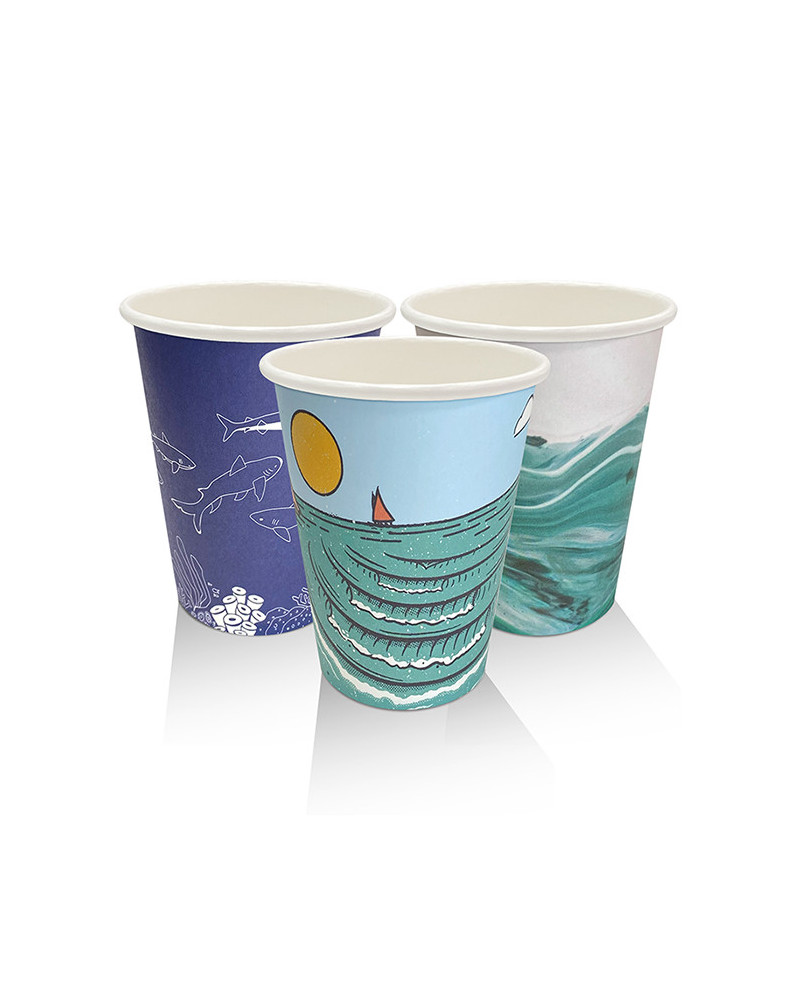 8oz Aqueous Coated Art Series Single Wall Cup - 1000 pcs