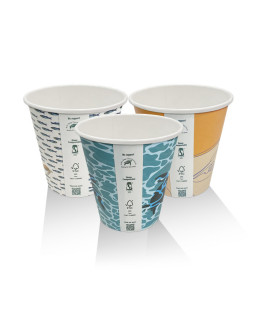 8oz(90mm) Aqueous Coated Art Series Single Wall Cup (Universal Lid) - 1000 pcs