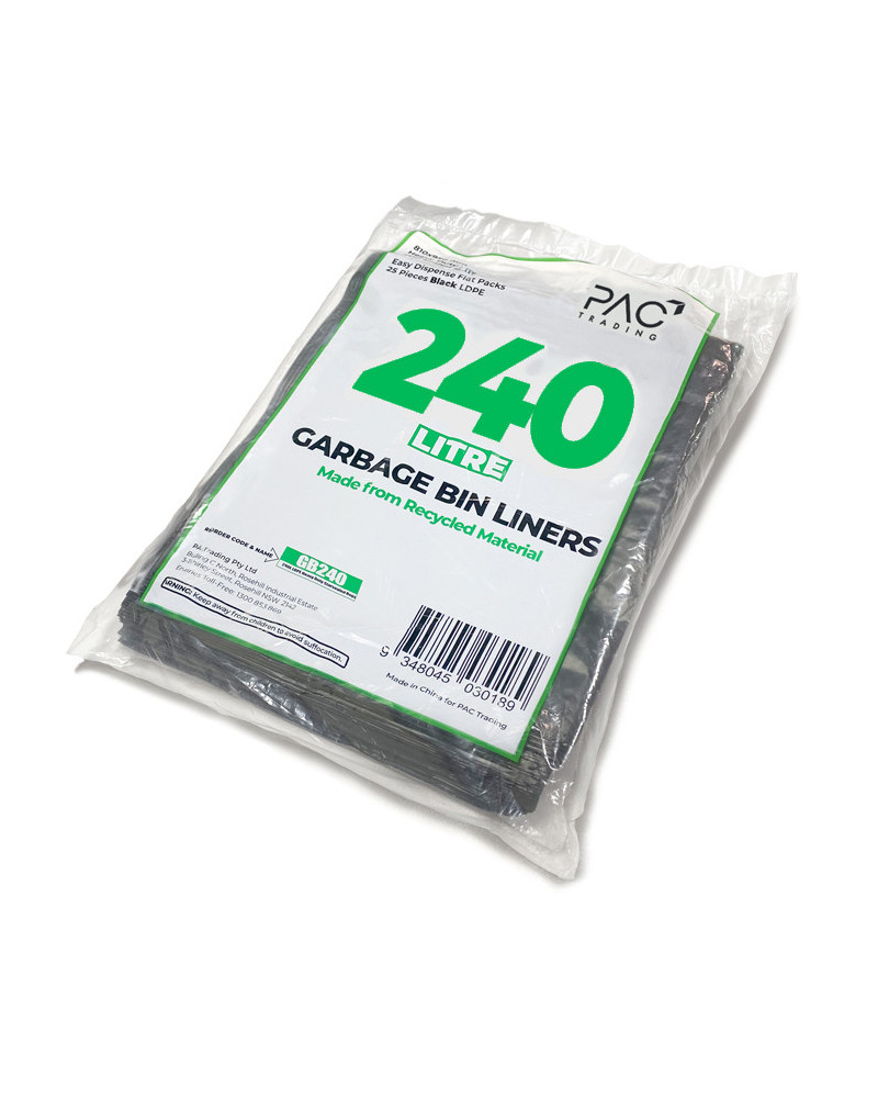 240L Heavy Duty LDPE Bin Liners (25 microns) - 100 pcs