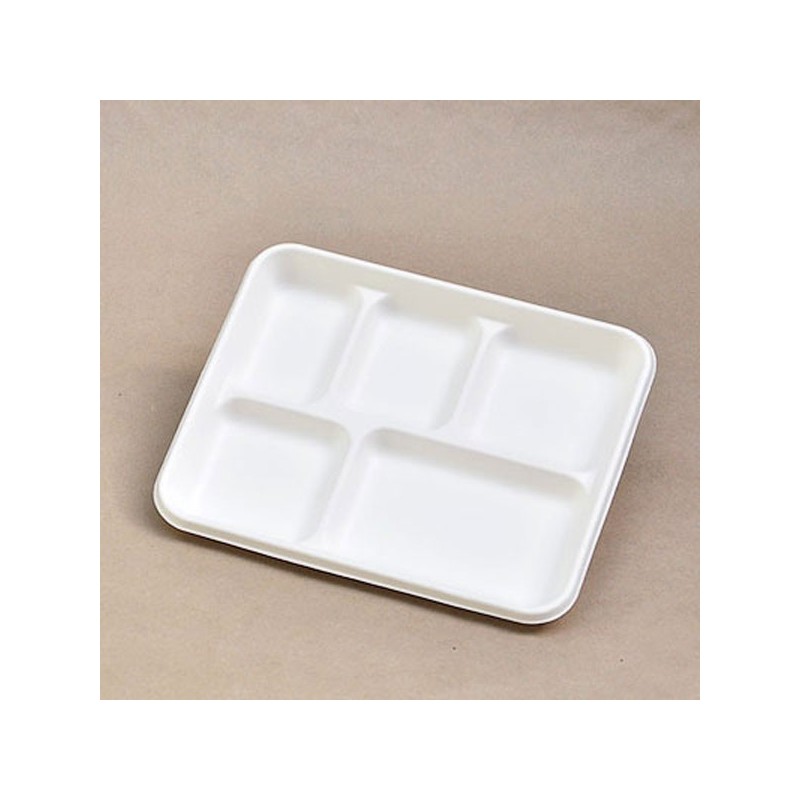 5 Compartment Sugarcane Bagasse Plate  500 pcs