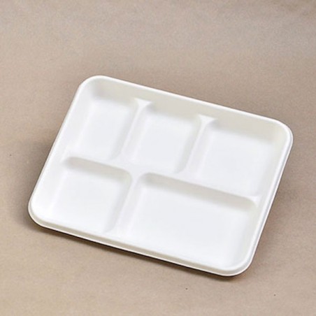 5 Compartment Sugarcane Bagasse Plate  500 pcs