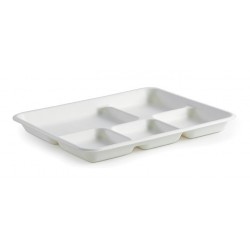 5 Compartment Bio Tray - 260x209x25mm - White  500 pcs