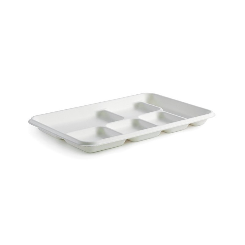 6 Compartment Bio Tray - 320x215x25mm - White  250 pcs