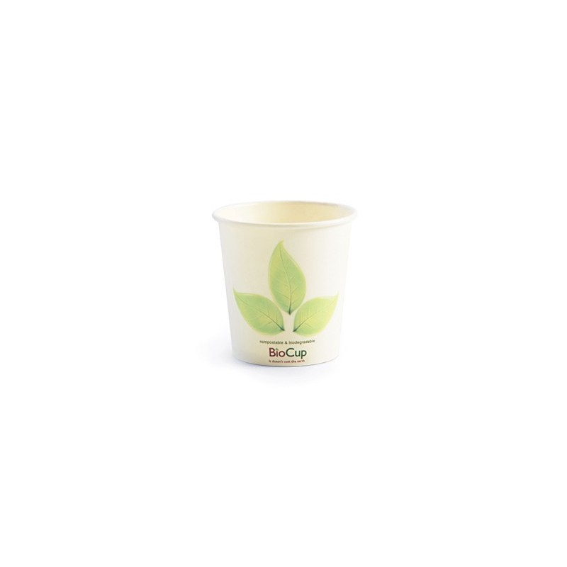 4oz Single Wall Bio Coffee Cup Leaf White  2000 pcs