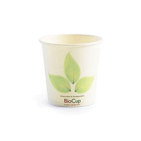 4oz Single Wall Bio Coffee Cup Leaf White  2000 pcs