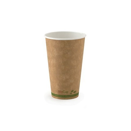 16oz Single Wall Bio Coffee Cup Leaf Kraft  1000 pcs