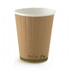 12oz Double Wall Bio Coffee Cup Leaf Kraft  1000 pcs