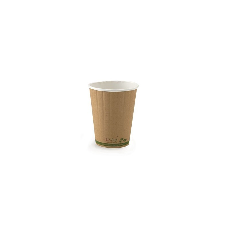 12oz Double Wall Bio Coffee Cup Leaf Kraft  1000 pcs