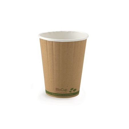 12oz Double Wall Bio Coffee Cup Leaf Kraft  1000 pcs