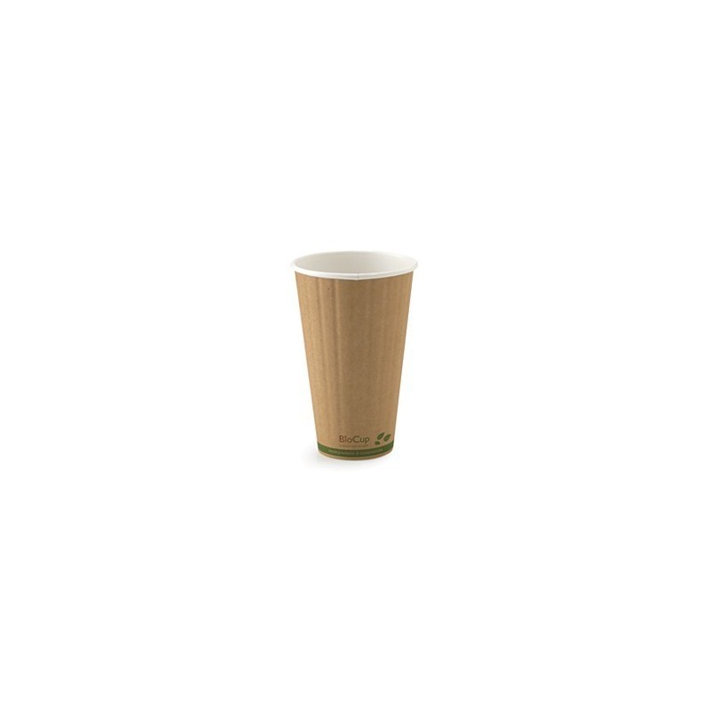 16oz Double Wall Bio Coffee Cup Leaf Kraft  600 pcs