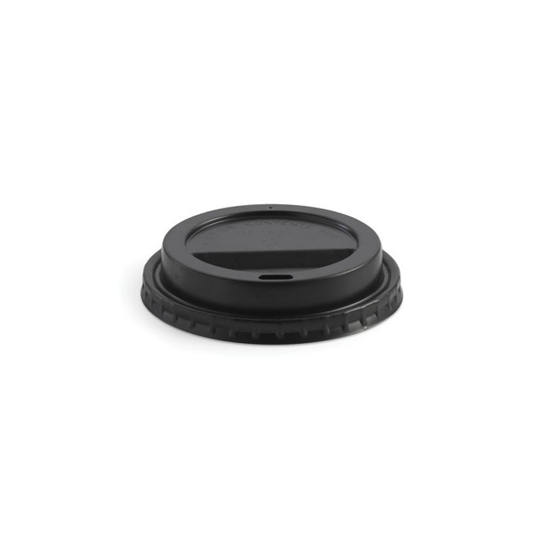 Lid for 8 (90mm)12 16 & 20oz BioPak Cup PS - Black  1000 pcs