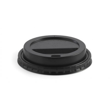 Lid for 8 (90mm)12 16 & 20oz BioPak Cup PS - Black  1000 pcs