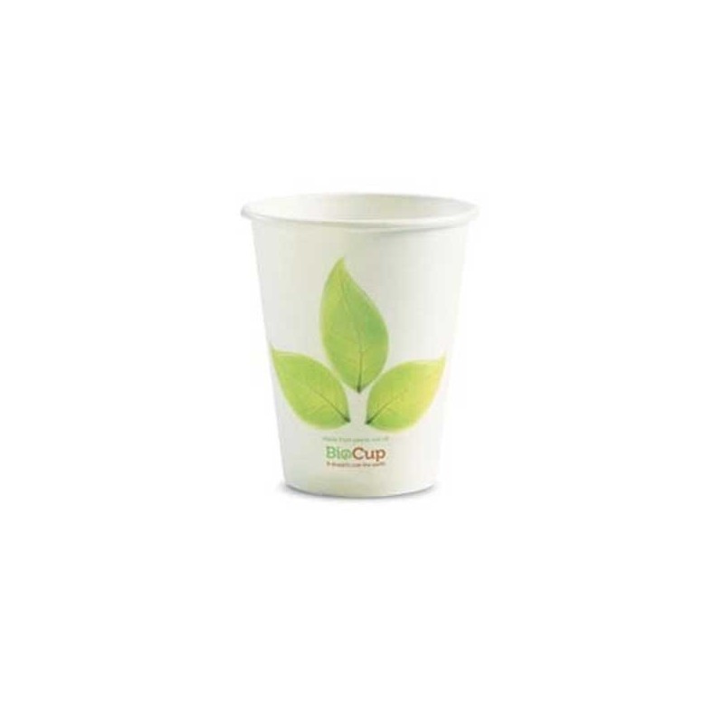 6oz Single Wall Bio Coffee Cup Leaf White  1000 pcs