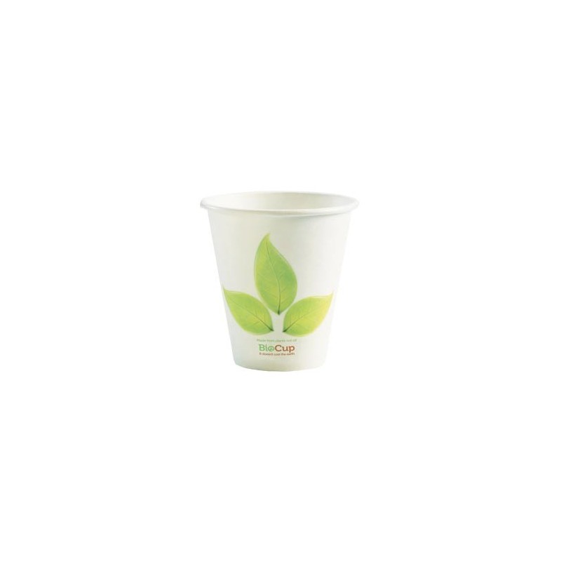 8oz (90mm) Single Wall Green Leaf Bio Coffee Cup  1000 pcs