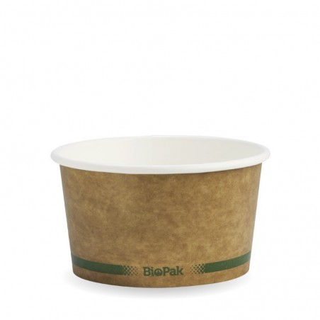 12oz bowl - BioPak branded Kraft Green Stripe - 500 pcs