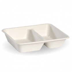 2 Compartment Bio Asian Takeaway Box (530/380ml) - WHITE - 500 pcs