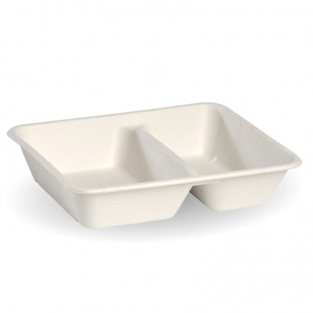 2 Compartment Bio Asian Takeaway Box (530/380ml) - WHITE - 500 pcs
